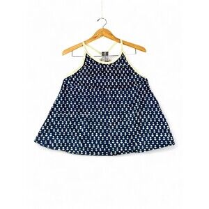 Whit Navy Printed Halter Tank Top M